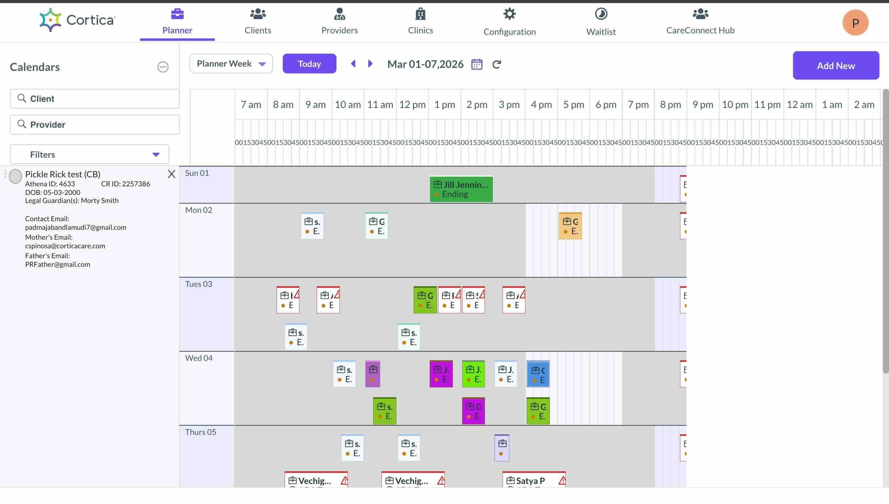 Cortica scheduler main view