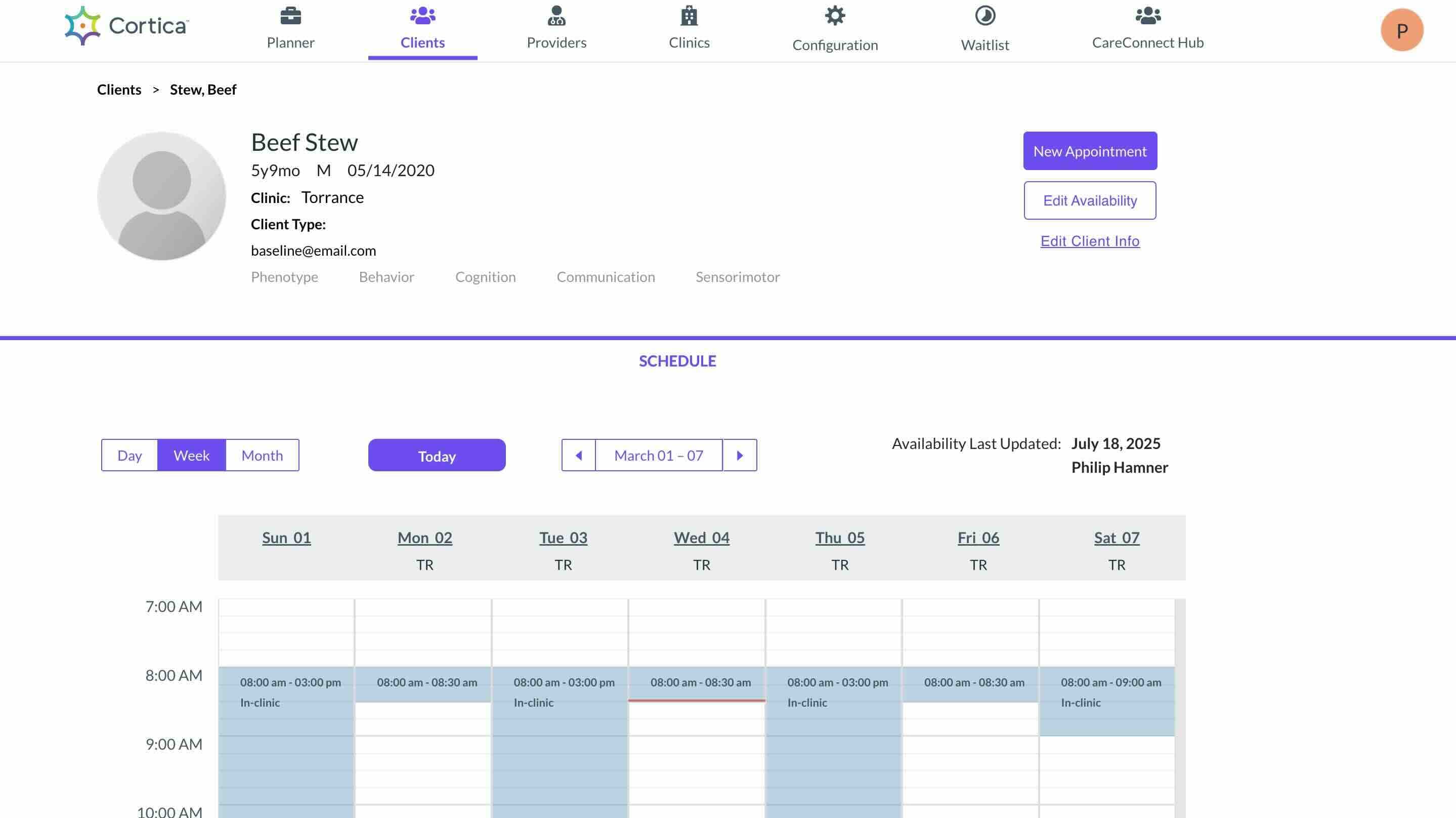 Cortica UI screen